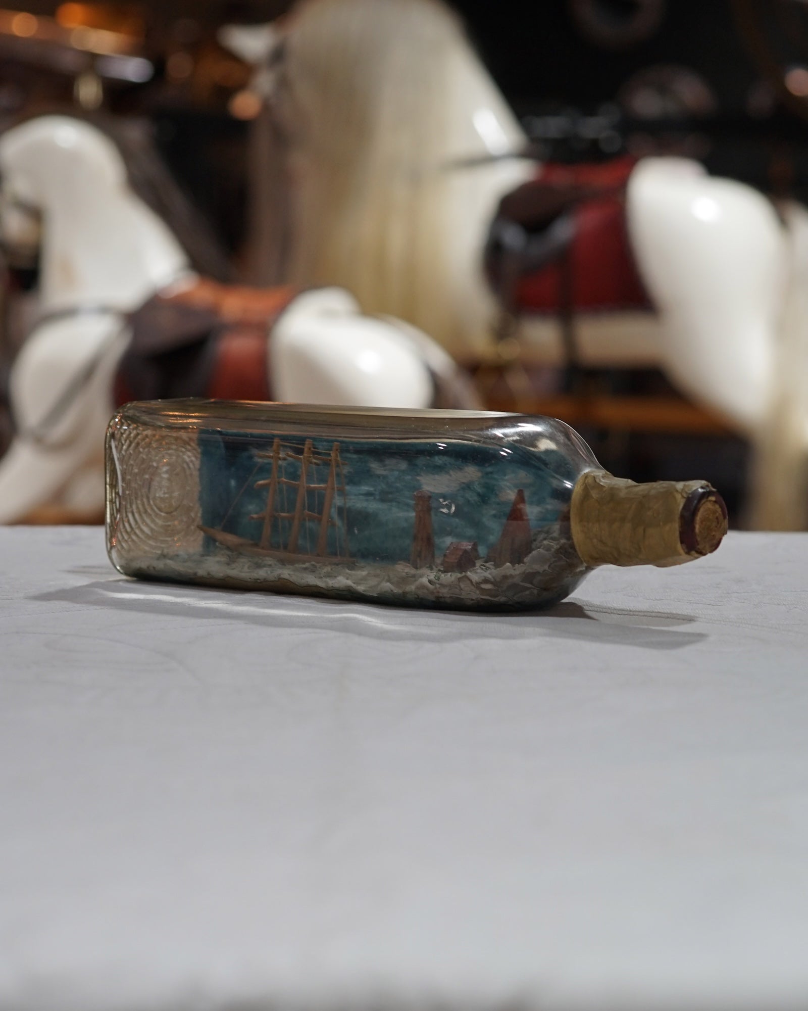 19th Cent. Ship & Port Scene in Bottle Trinity Marine