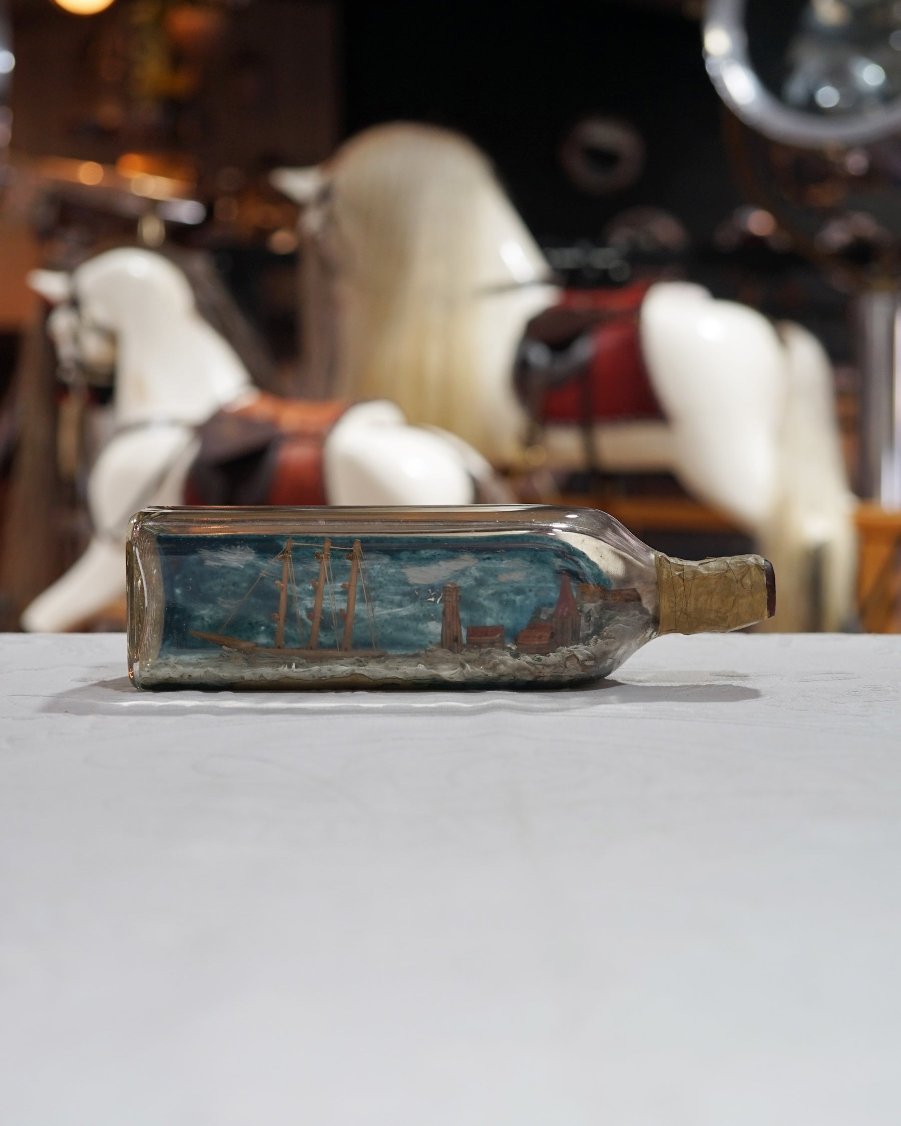 19th Cent. Ship & Port Scene in Bottle Trinity Marine