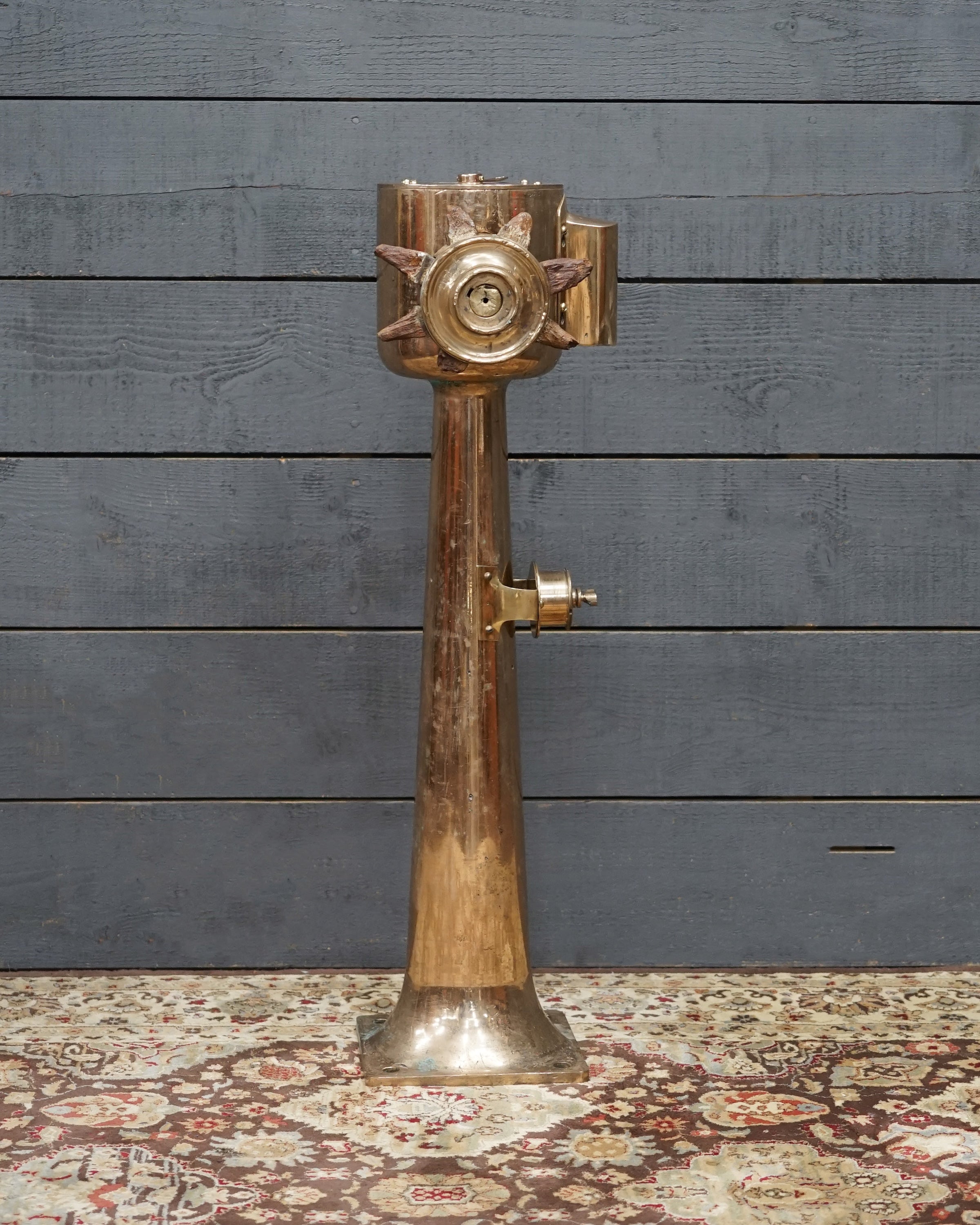 Shipwreck-Recovered Brass Steering Pedestal – Harfield & Co. Ltd., London Trinity Marine