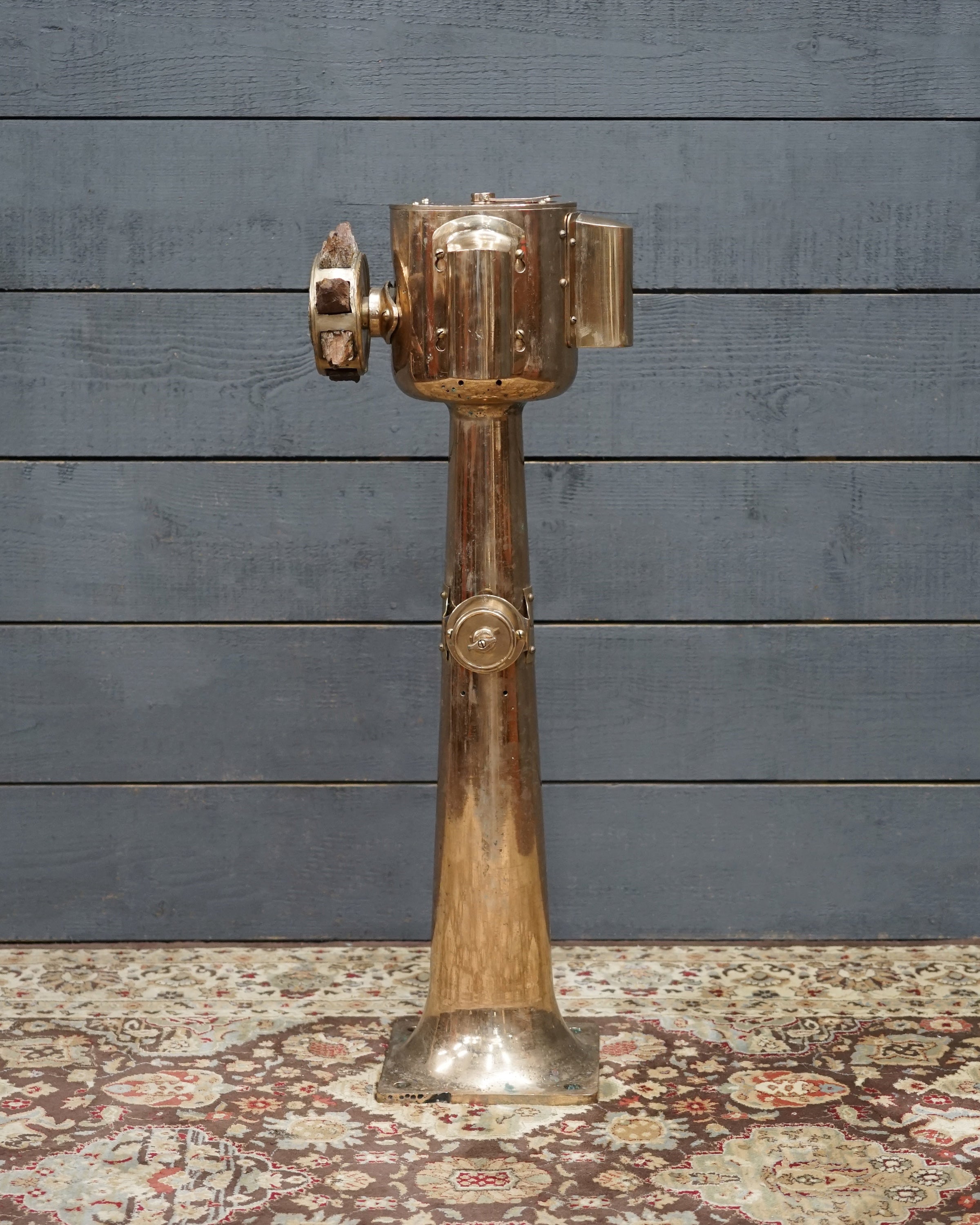 Shipwreck-Recovered Brass Steering Pedestal – Harfield & Co. Ltd., London Trinity Marine