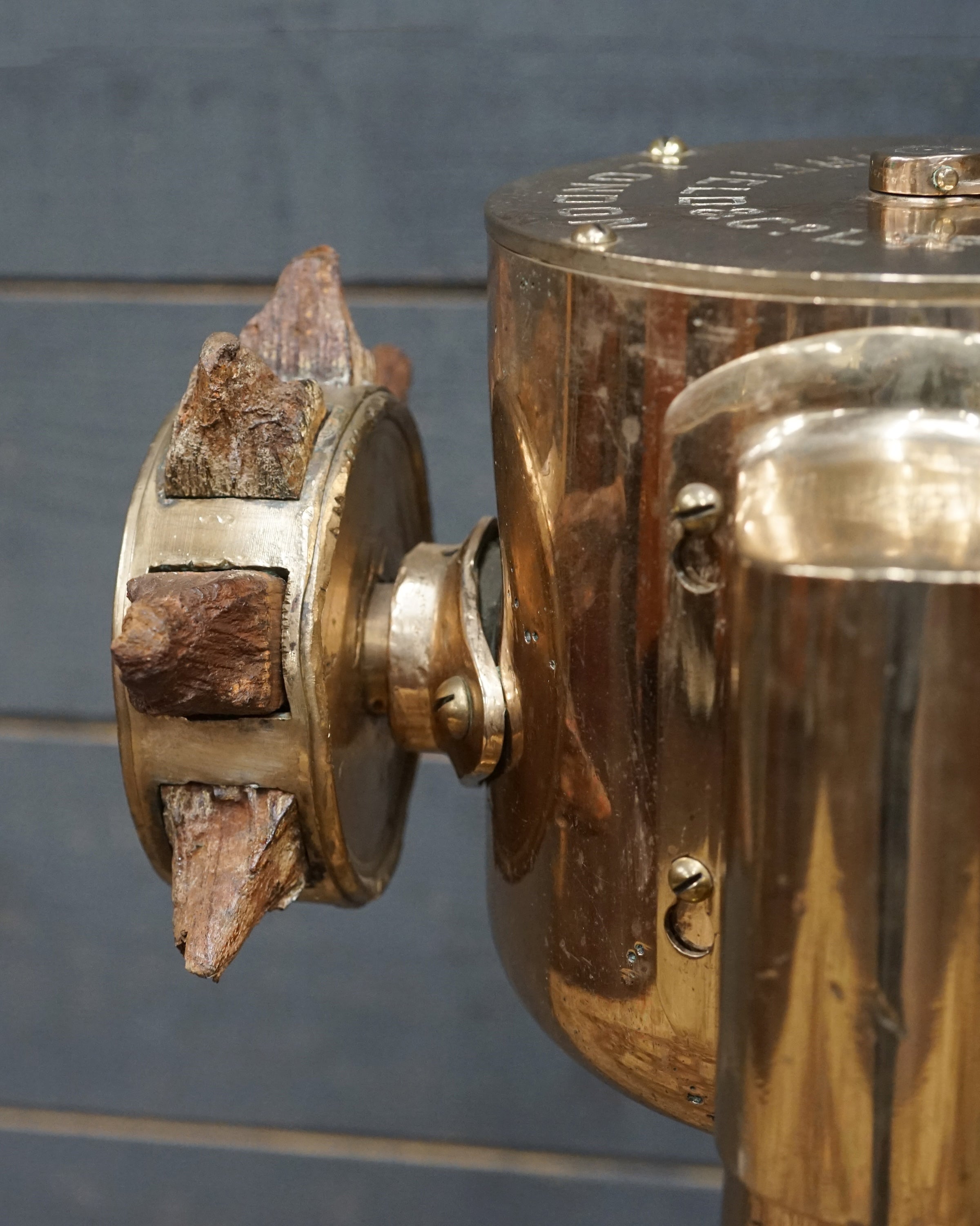 Shipwreck-Recovered Brass Steering Pedestal – Harfield & Co. Ltd., London Trinity Marine