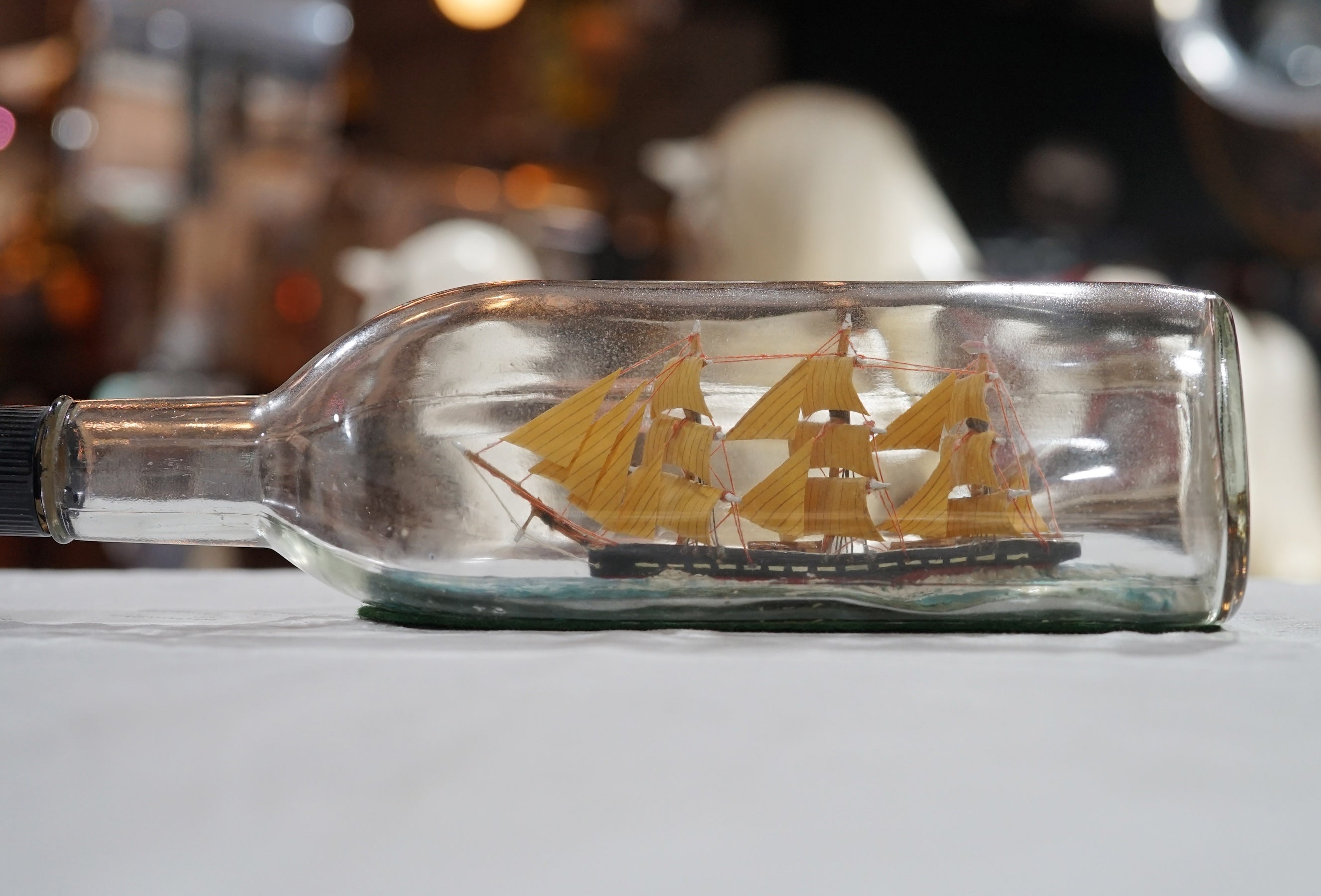 Three-Masted Barque Ship in Bottle Trinity Marine