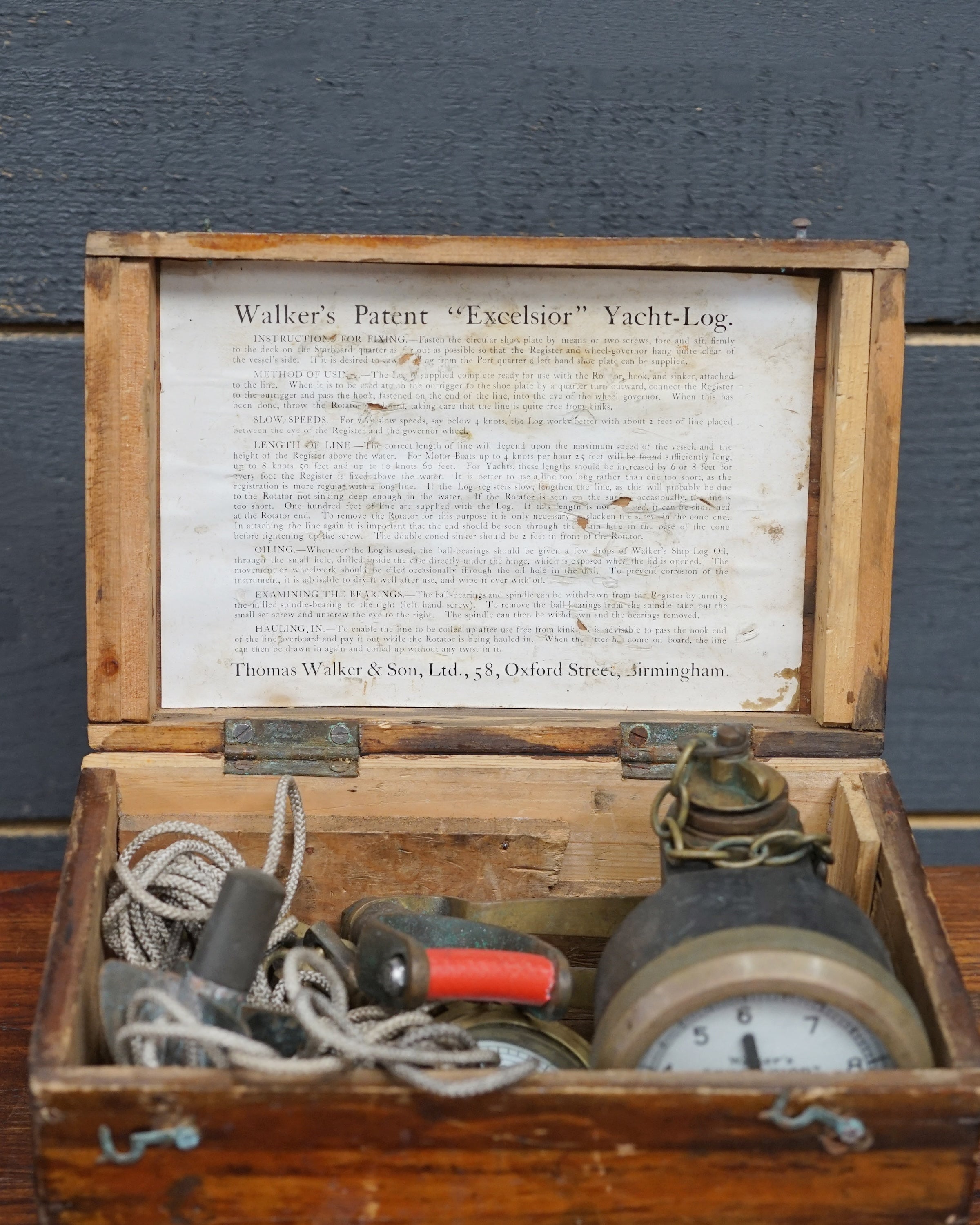 Walker’s Patent “Excelsior” Yacht Log C.1910 Trinity Marine