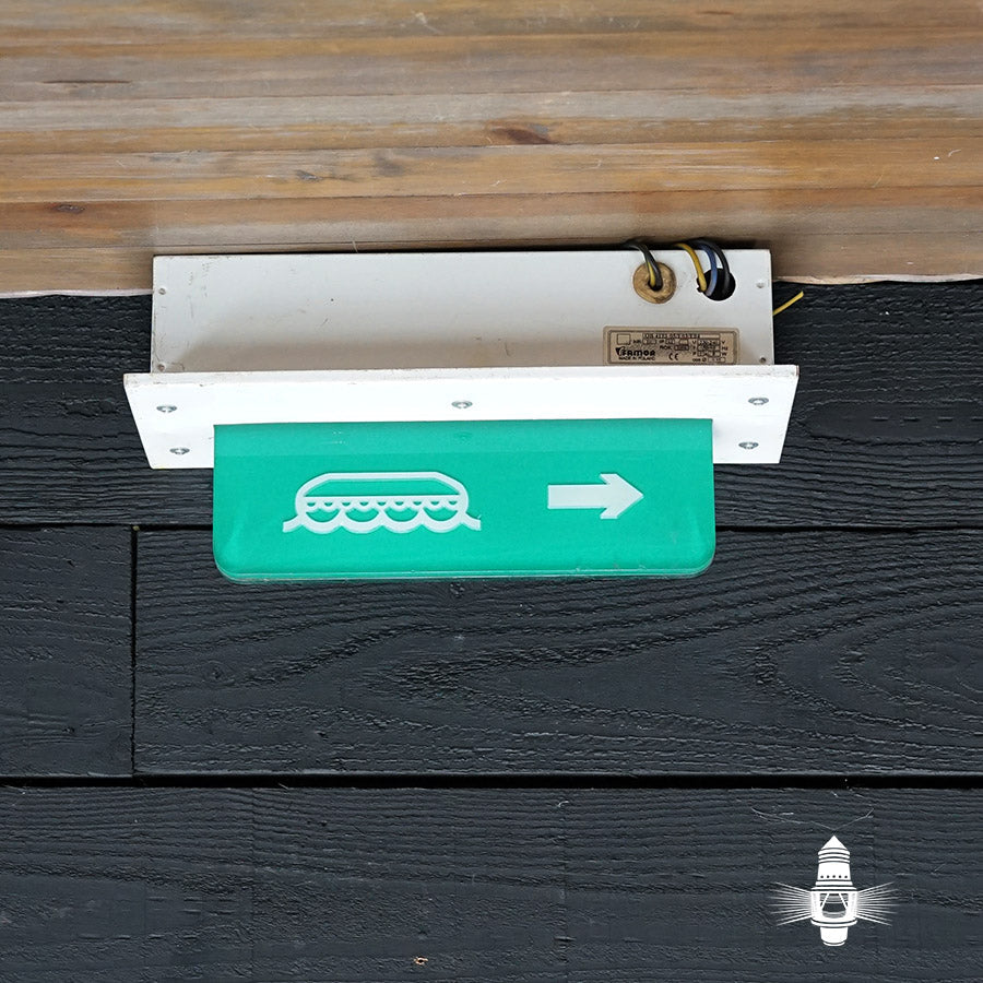 Large Salvaged Life Raft Sign With Arrow - Ex Ocean Liner Trinity Marine