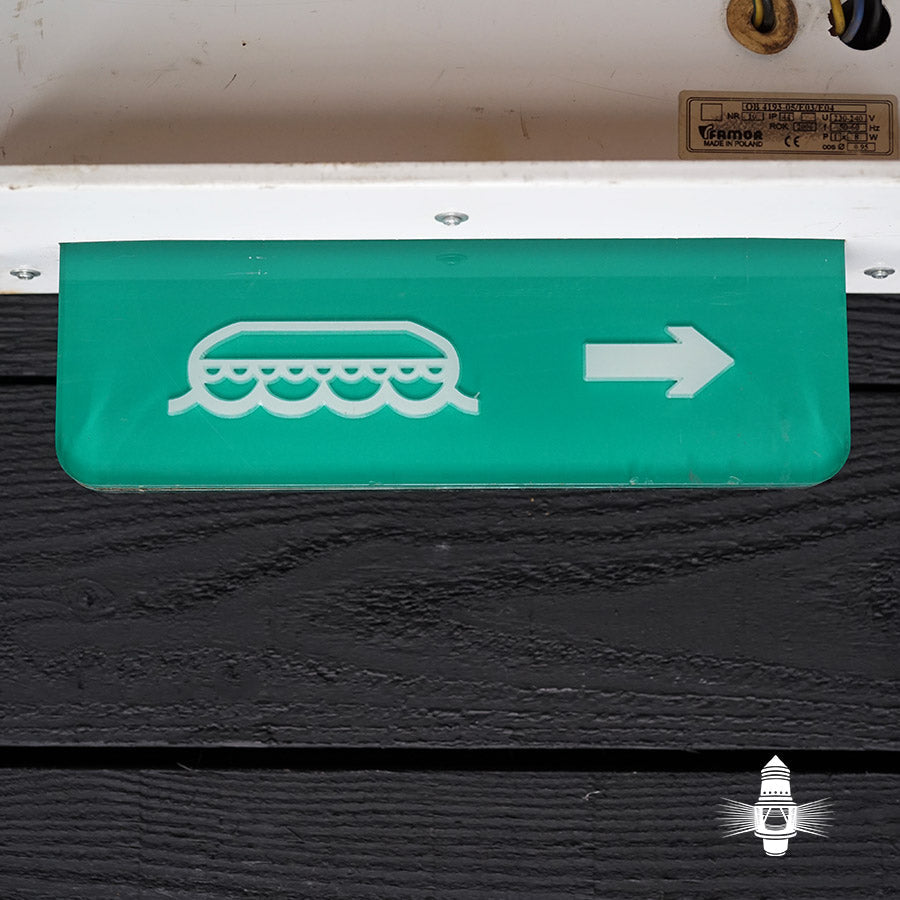 Large Salvaged Life Raft Sign With Arrow - Ex Ocean Liner Trinity Marine