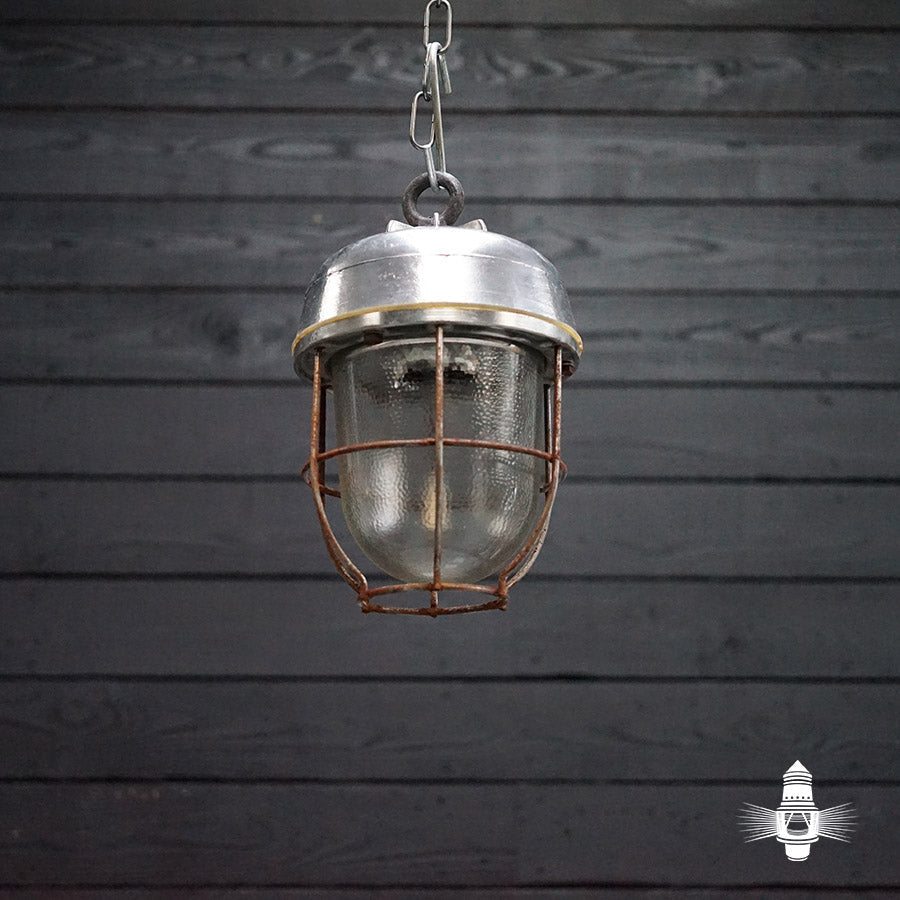 Reclaimed Ship's Pendant Light - Dappled Glass Trinity Marine