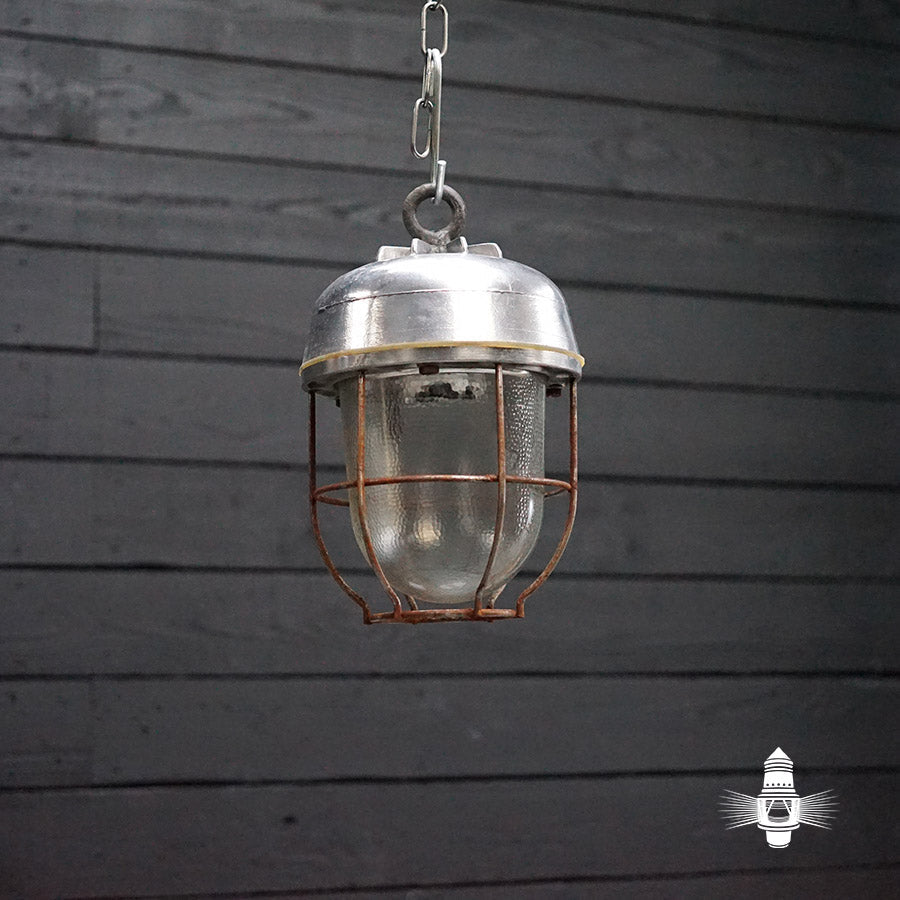 Reclaimed Ship's Pendant Light - Dappled Glass Trinity Marine