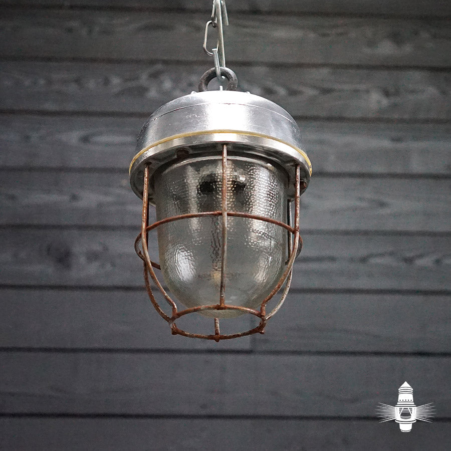Reclaimed Ship's Pendant Light - Dappled Glass Trinity Marine