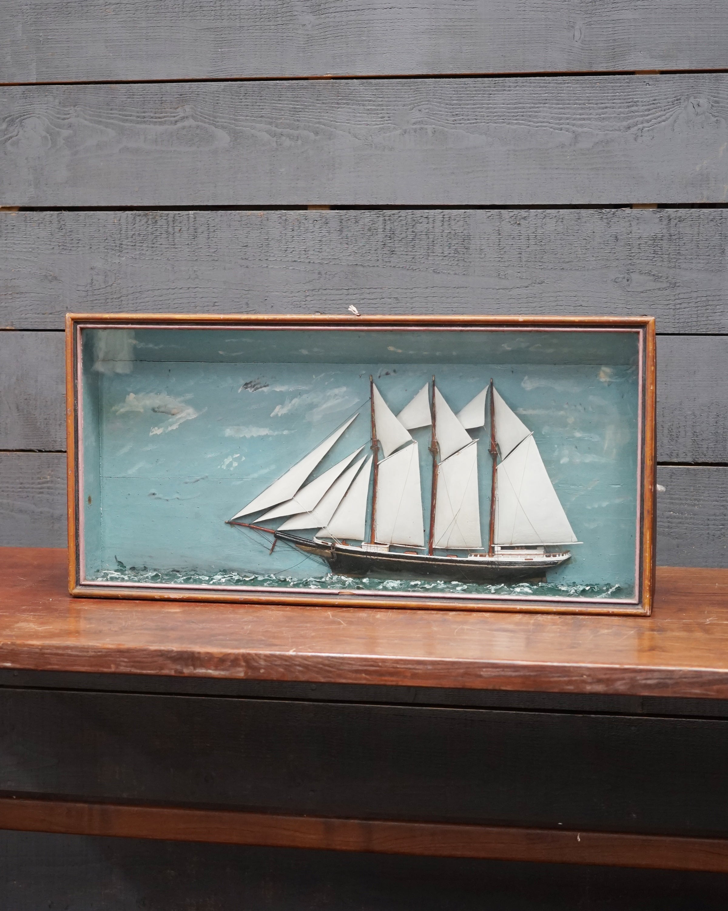 19th Cent. Cased Ship Model Diorama Trinity Marine