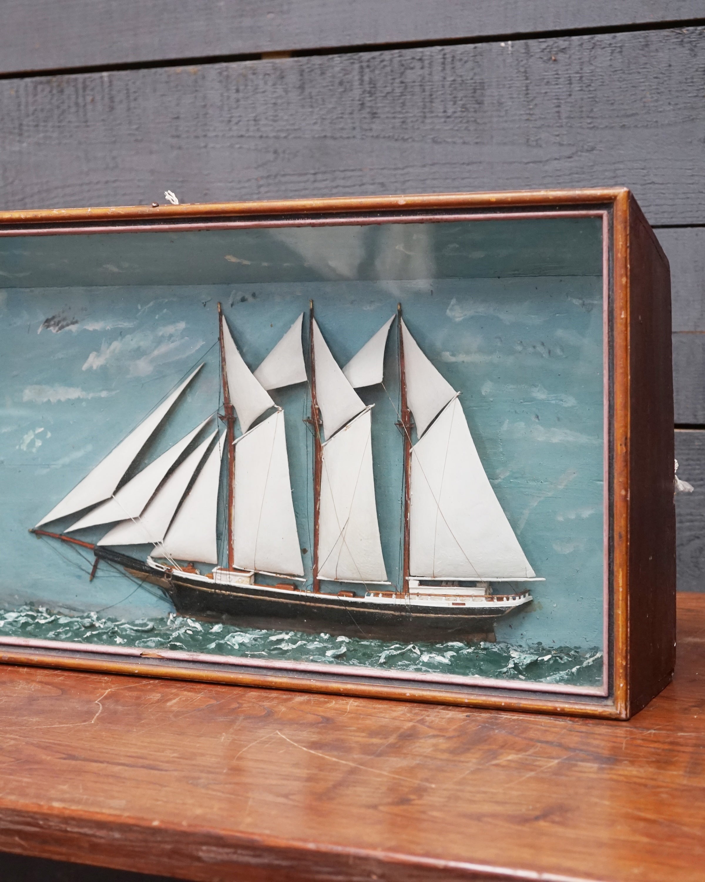 19th Cent. Cased Ship Model Diorama Trinity Marine