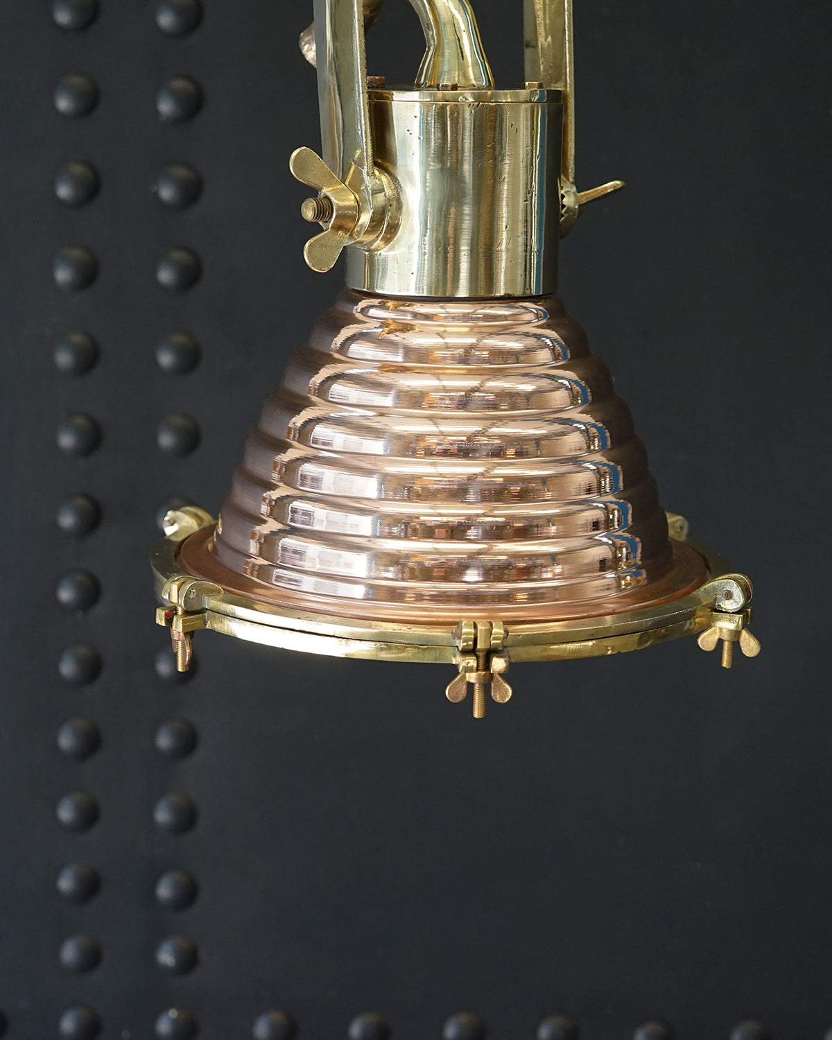 Vintage Fluted Copper Cargo Pendant Lights - Small Trinity Marine