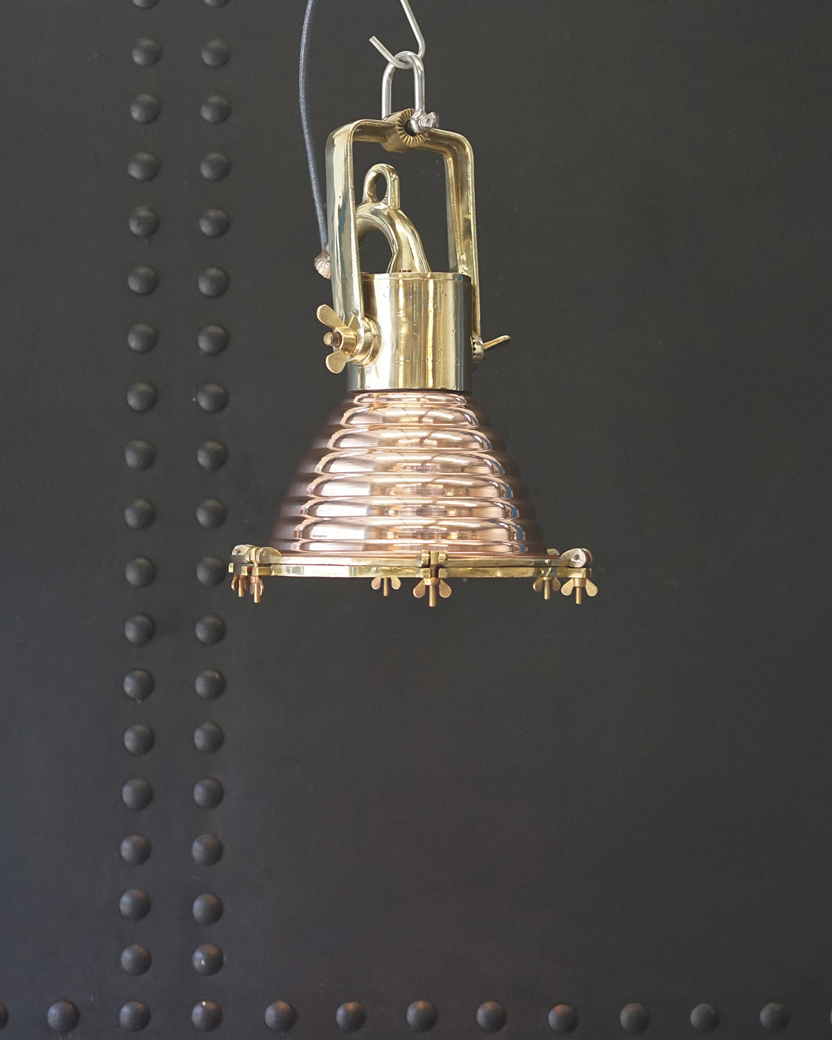 Vintage Fluted Copper Cargo Pendant Lights - Small Trinity Marine
