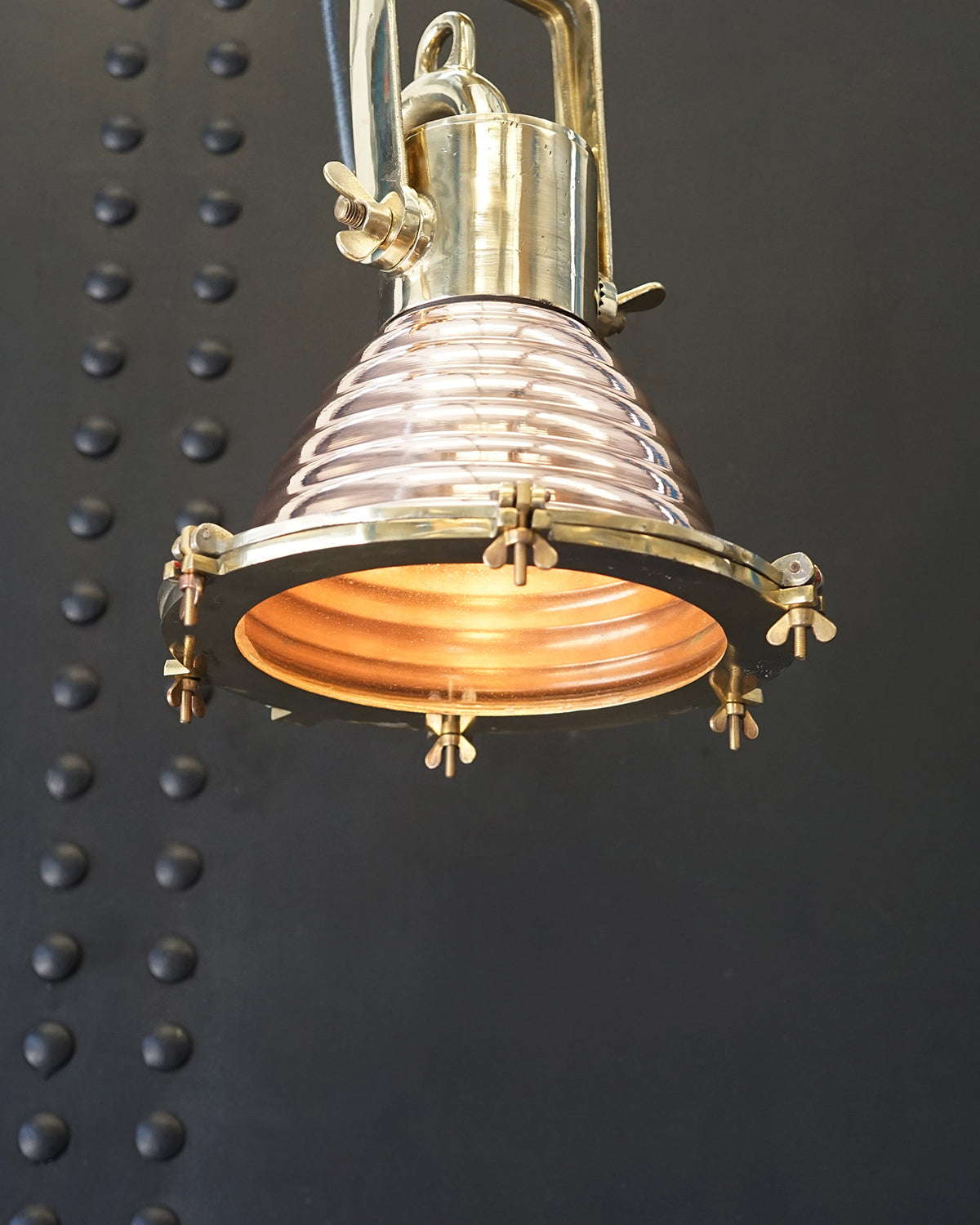 Vintage Fluted Copper Cargo Pendant Lights - Small Trinity Marine