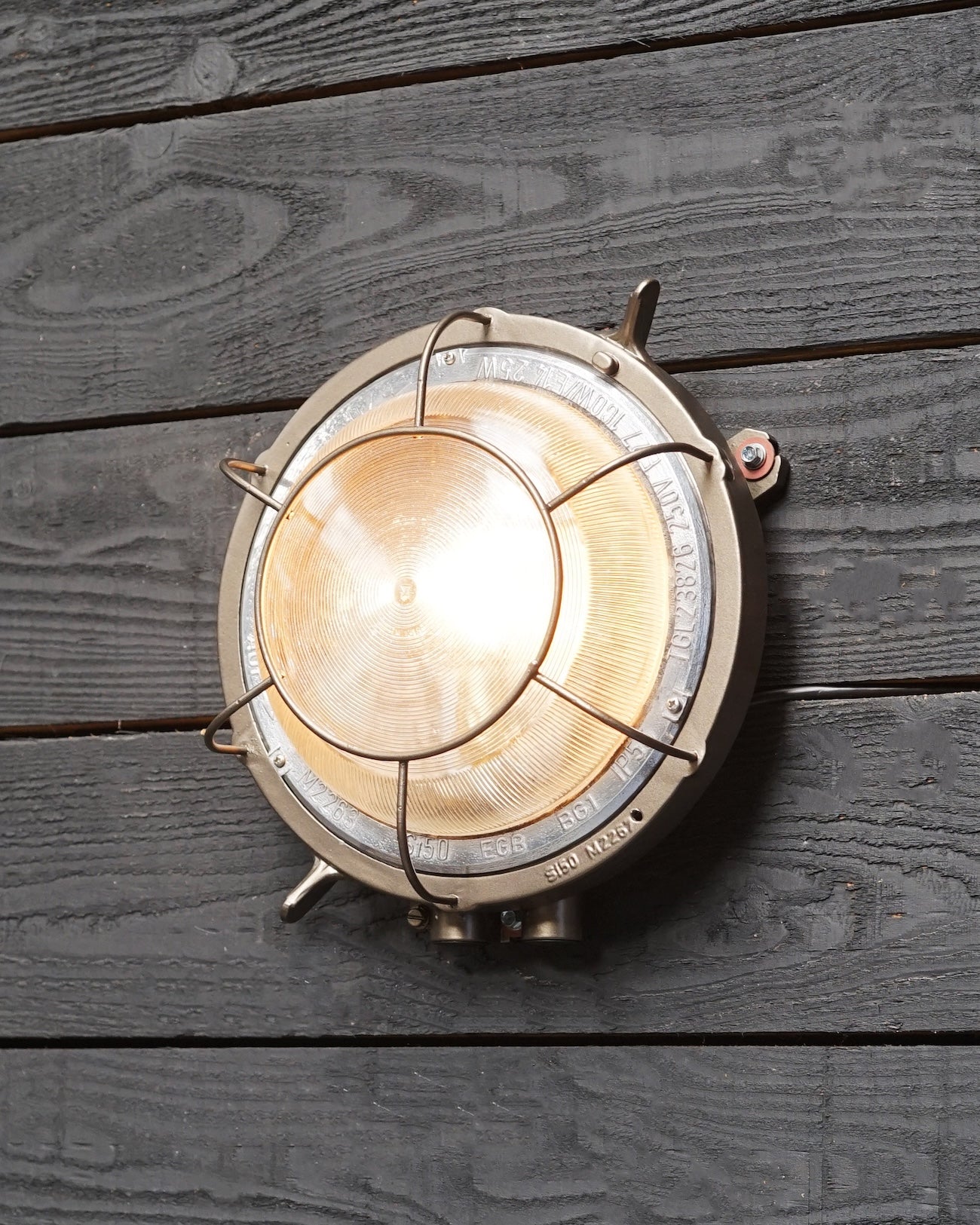 Vintage GDR Ships Wall Light - Gun Metal Bronze Trinity Marine