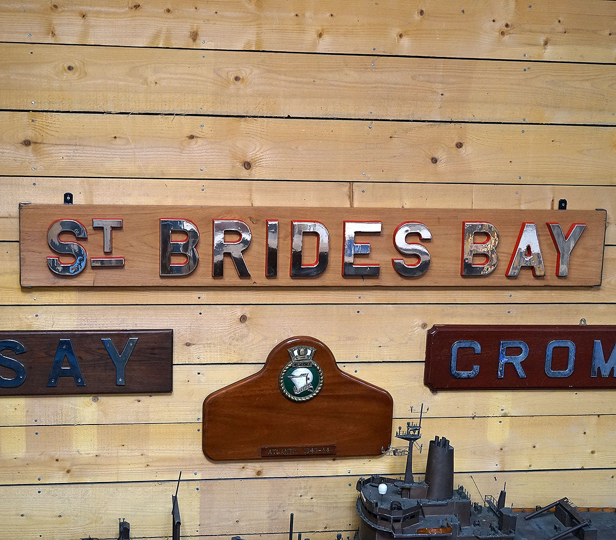 WWII HMS St Brides Bay Ships Nameboard - 1945 Trinity Marine