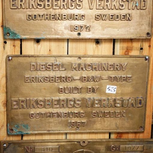 Original Ships Engine - Builders Plate Eriksbergs Sweden 1967